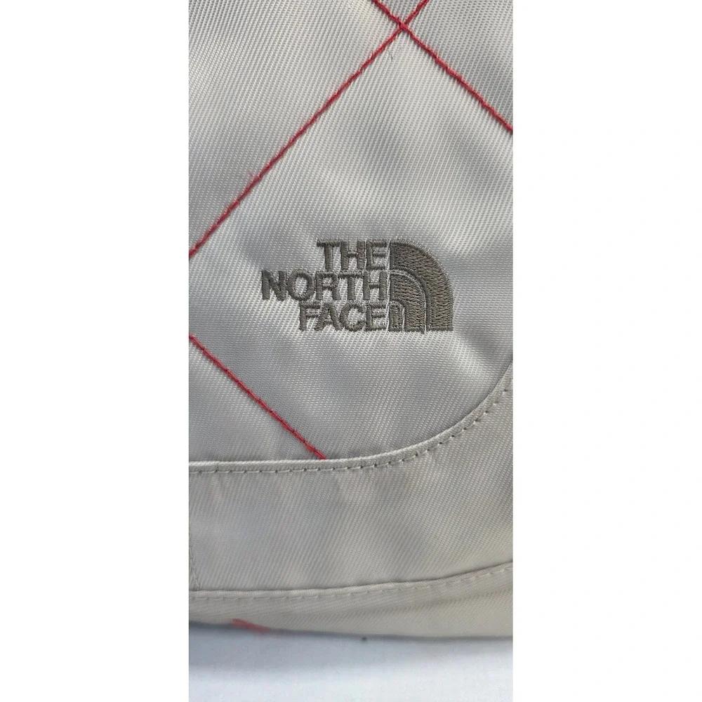 The North Face Crossbody Messenger Bag Tan Beige Red Quilted Stitch Nylon Small